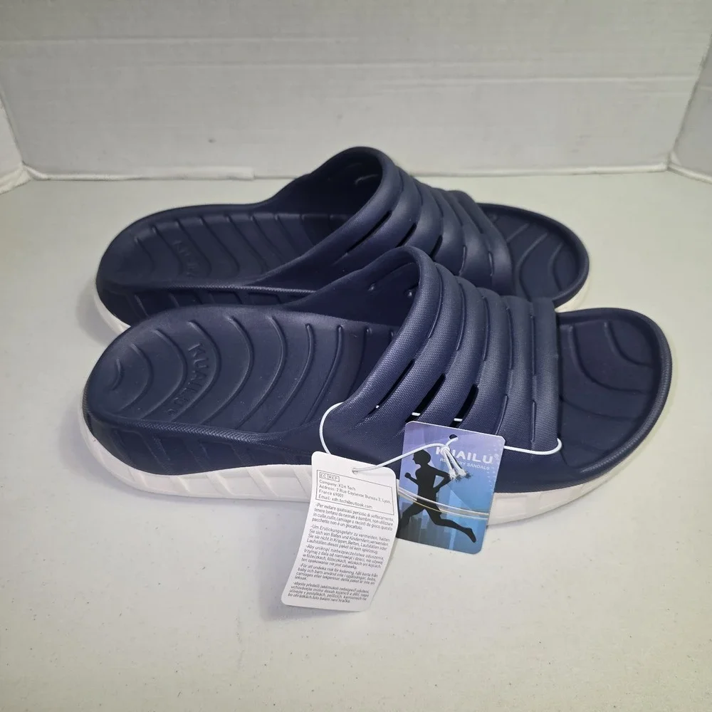 Kuailu Mens Recovery Slides Sandals Shoes Slippers size 14 New